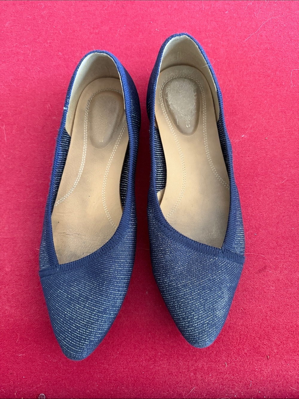 Hush Puppies Navy Pointed Toe Knit Flats